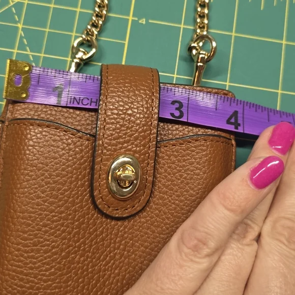 COACH Brown Leather Crossbody Phone Bag - Picture 9 of 15